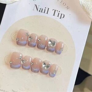 Press on nails shimmer crystal butterfly